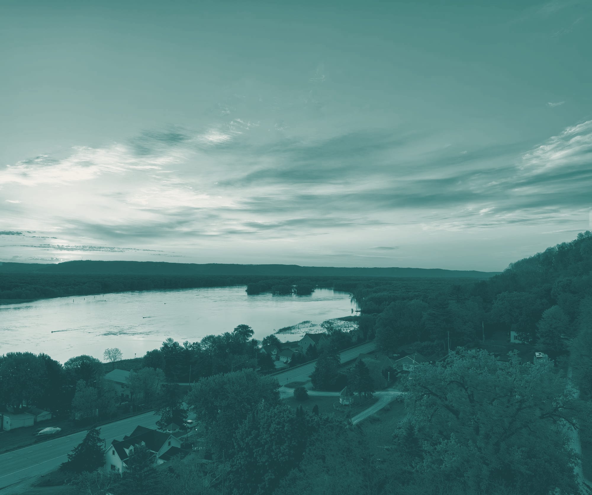 The Mississippi River from above in Minnesota